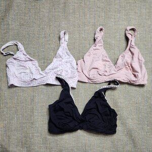 Bravado Designs Womens Small 3 LOT Pink Black Bralette Ballet Bra Nursing